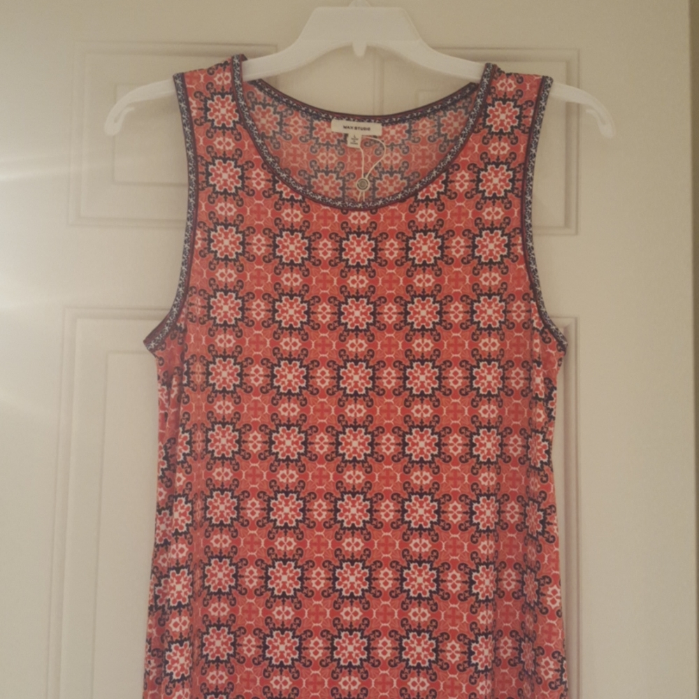 ❤️ NWT Max Studio Red & Blue Medallion Print Dress L